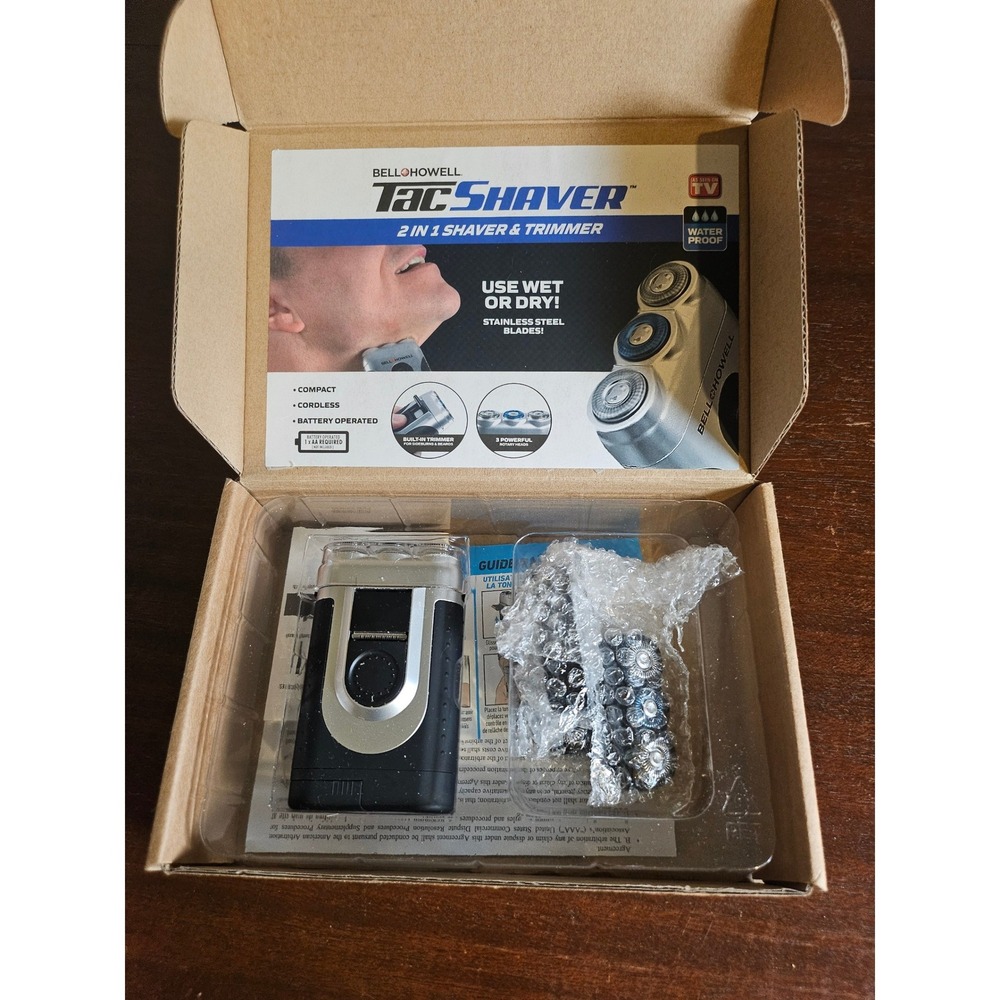 Bell + Howell Tac Shaver Men's OS Black Silver 2-in-1 Rotary Shaver Trimmer